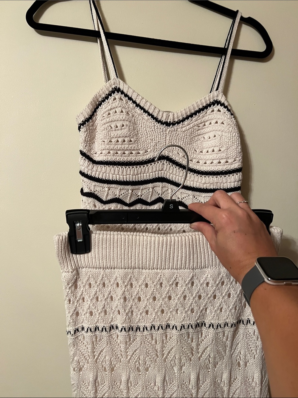 Olive & Oak Cream and Black Knit Skirt Set